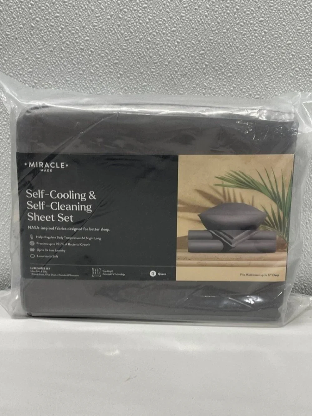 Miracle Made Cooling Sheet Set Queen Grey Sealed
